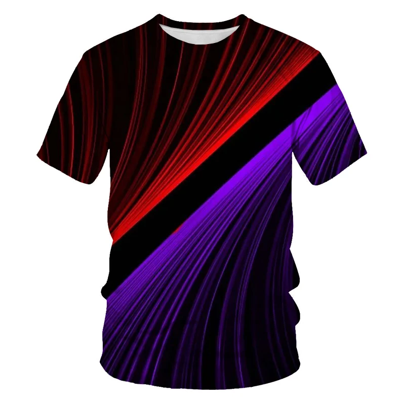 

2021 summer new colorful dazzling shadow 3D printing pattern men's short-sleeved wear casual trend T-shirt