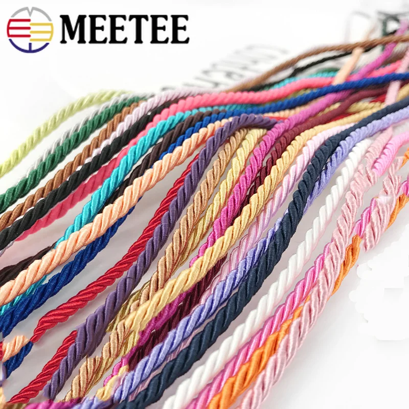 Meetee 20 метров 3 мм полиэфирная плетеная нити скрученные веревочные Шнуры нить DIY
