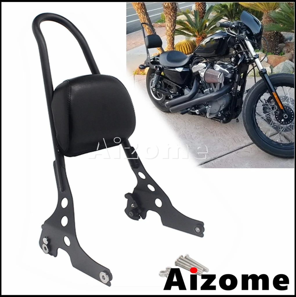 

Черная подушка для спинки мотоцикла, подушка с креплением для Harley Sportster XLH XL 1200 883 Forty Eight Iron 04-up