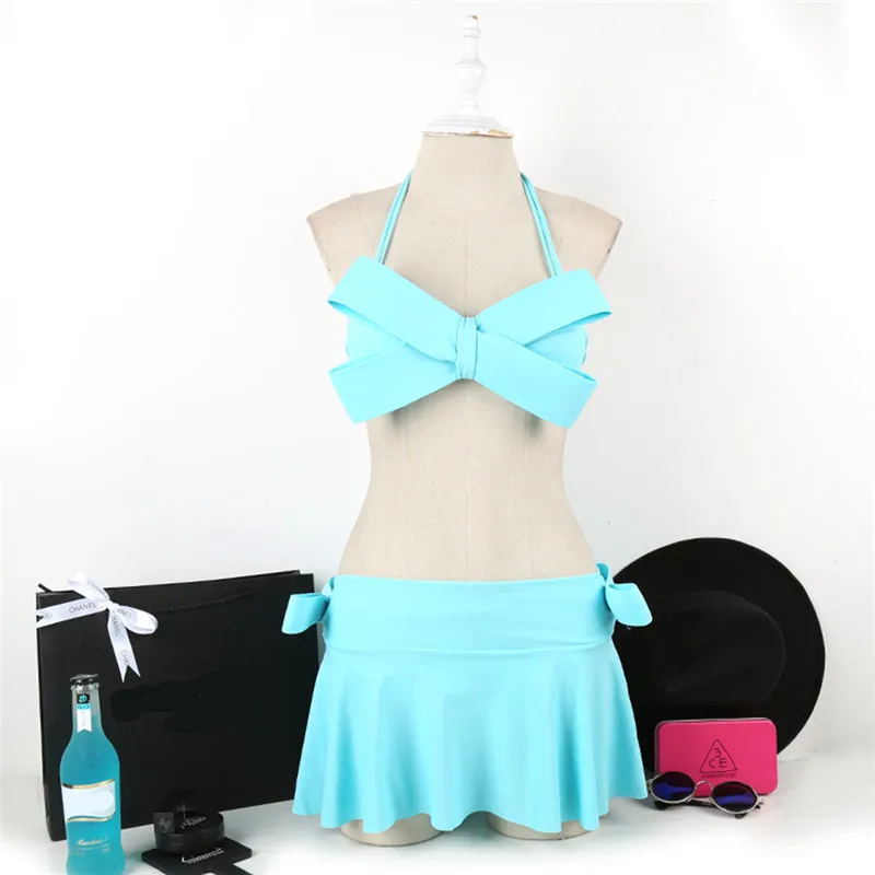 Женская сексуальная одежда для плавания однотонная бикини с большим бантом