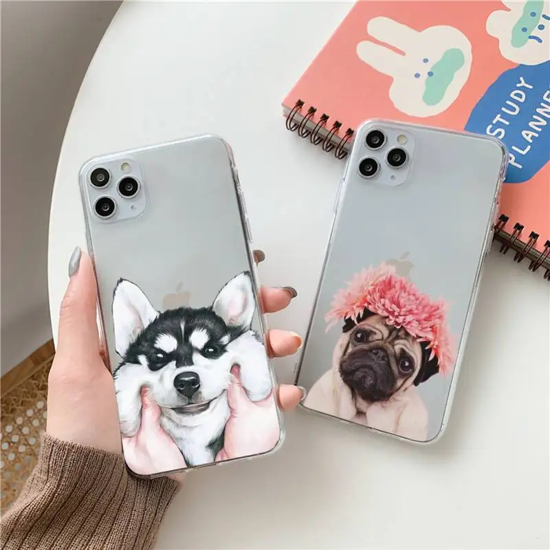 

Pug Phone Case Clear Transparent for iPhone 11 12 13 mini pro XS MAX 8 7 6 6S Plus X 5S SE XR 2020