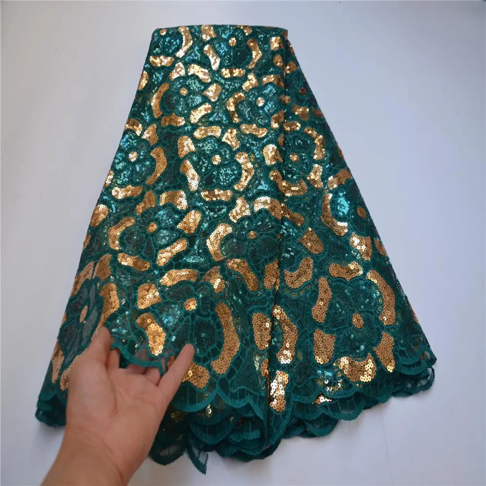 Африканская кружевная ткань с блестками 2021 Новое поступление в нигерийском
