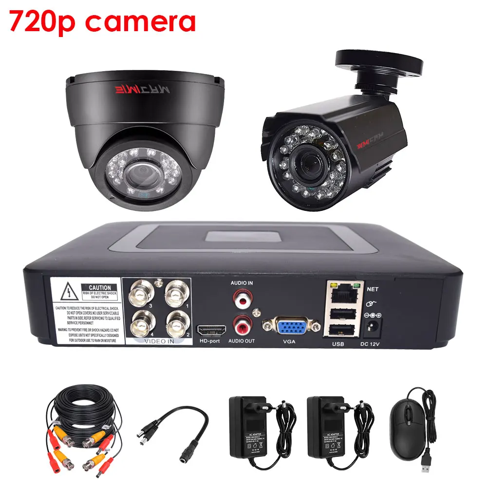 1Metal 1ceiling 720p Видео камера наблюдения 1080P комплект системы видеонаблюдения 4CH DVR 2 шт AHD камера наружная Всепогодная видеонаблюдение для уличного дома - Цвет: 1Metal 1ceiling 720p