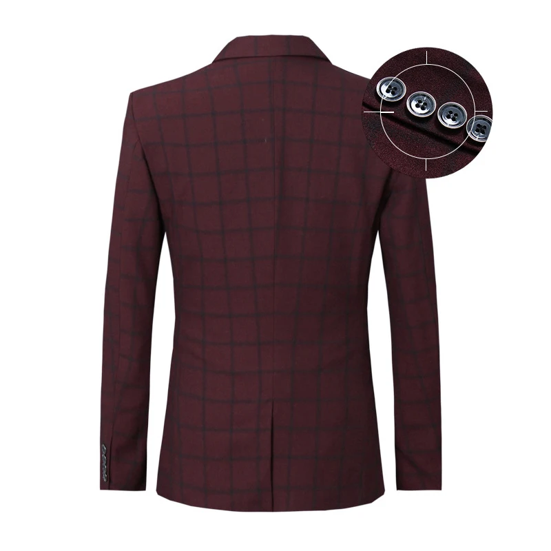 

2021 New Spring And Autumn Men Suits Set Wedding 3Piece Plaid Male Business Formal Dress Slim Fit Solid Tailor-Made Casual Suit