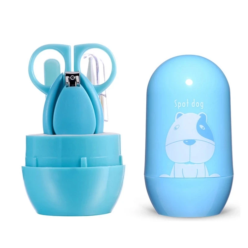 

4pcs Baby Healthcare Kits Baby Nail Care Set Infant Finger Trimmer Scissors Nail Clippers Cartoon Animal Storage Box for Travel
