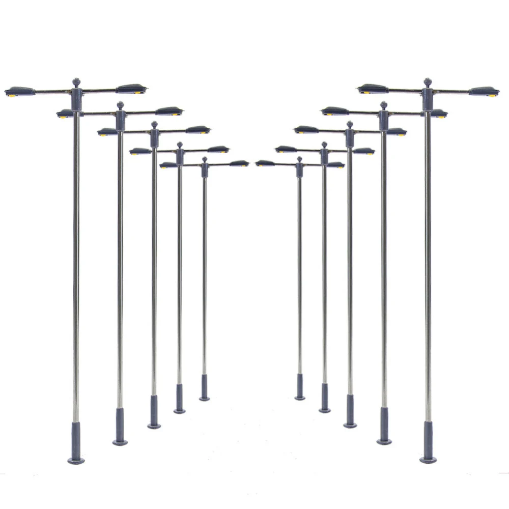

Model Toy Double-headed Steel Tube Lamp 20pcs 3V Scale Building Train Color Lighting Courtyard Street Lamp Scene Production