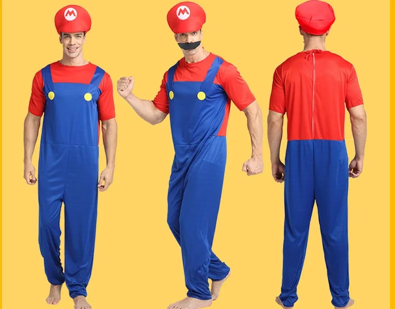 Взрослый Хэллоуин Супер Марио Детский костюм косплей семья Funy Luigi Bros сантехник Пурим костюм нарядное платье Рождественские Вечерние