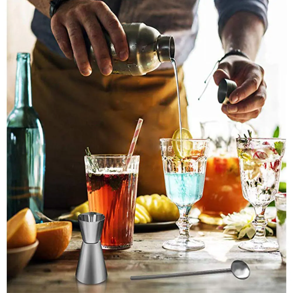 9pcs/set Stainless Steel Cocktail Shaker Mixer Kit Bar Bartender Spoon Pourers straw Ice Tong Tools Set | Дом и сад