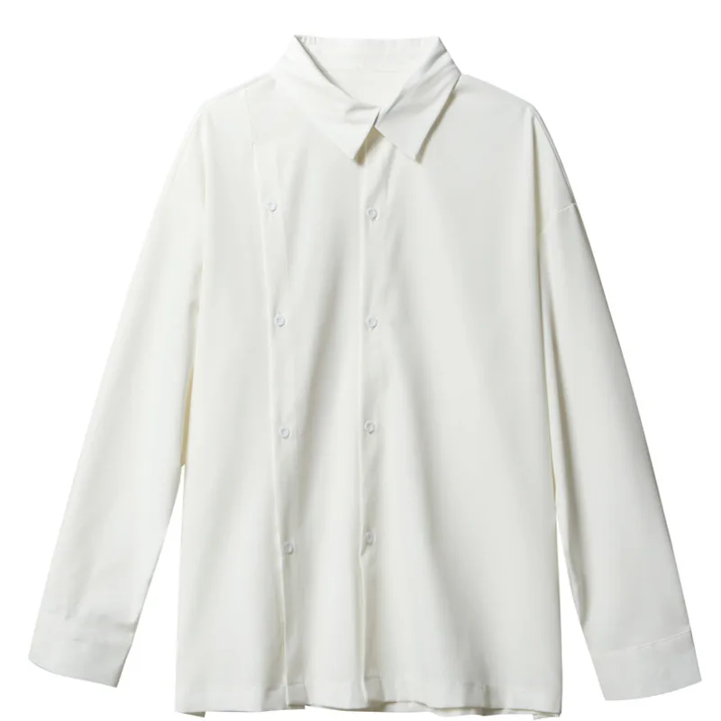 

Black/white Shirt Men's Fashion Double-breasted Casual Shirt Men Korean Loose Oversize Long-sleeved Shirt Mens Dress Shirt