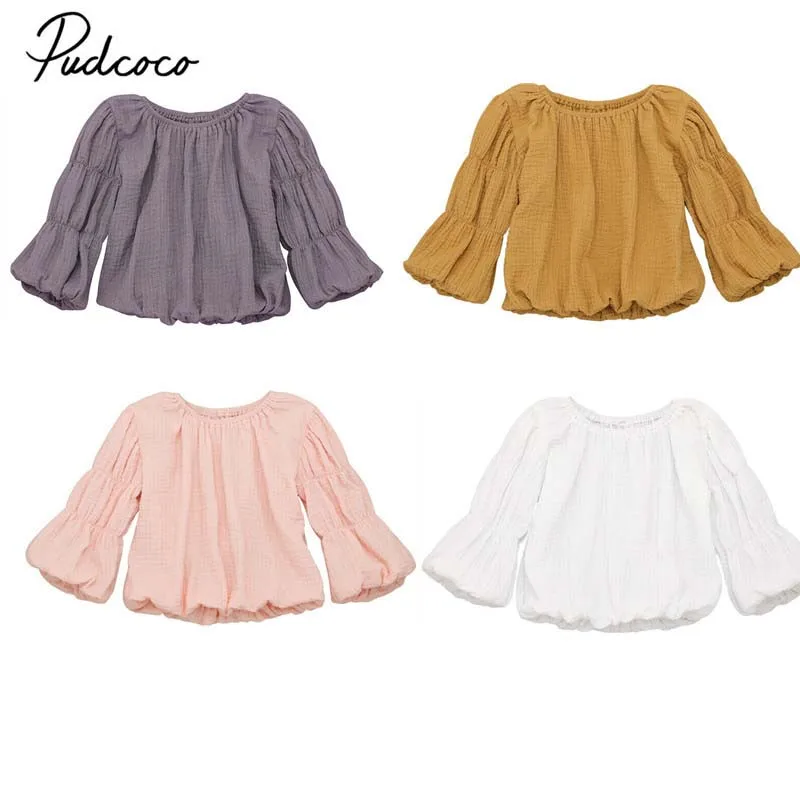 2019 одежда для малышей на весну и осень топы с длинными рукавами фонариками