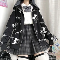 houzhou y2k gothic sweatshirt women harajuku streetwear goth hoodies women anime teens pullover oversized tops zip up hoodie
