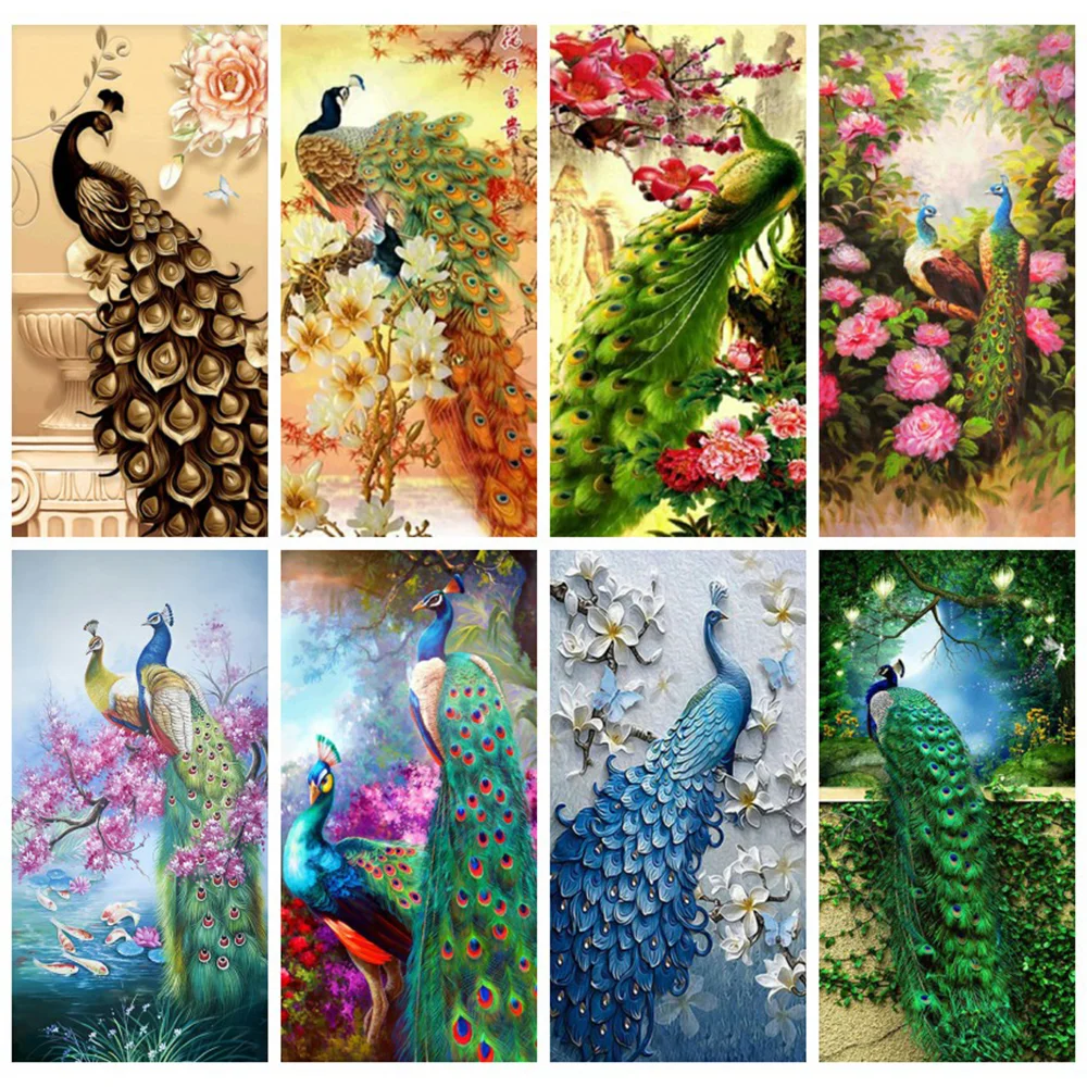 

Huacan 5d Diamond Painting New Arrivals Peacock Mosaic Home Decoration Embroidery Animal Handmade Gift