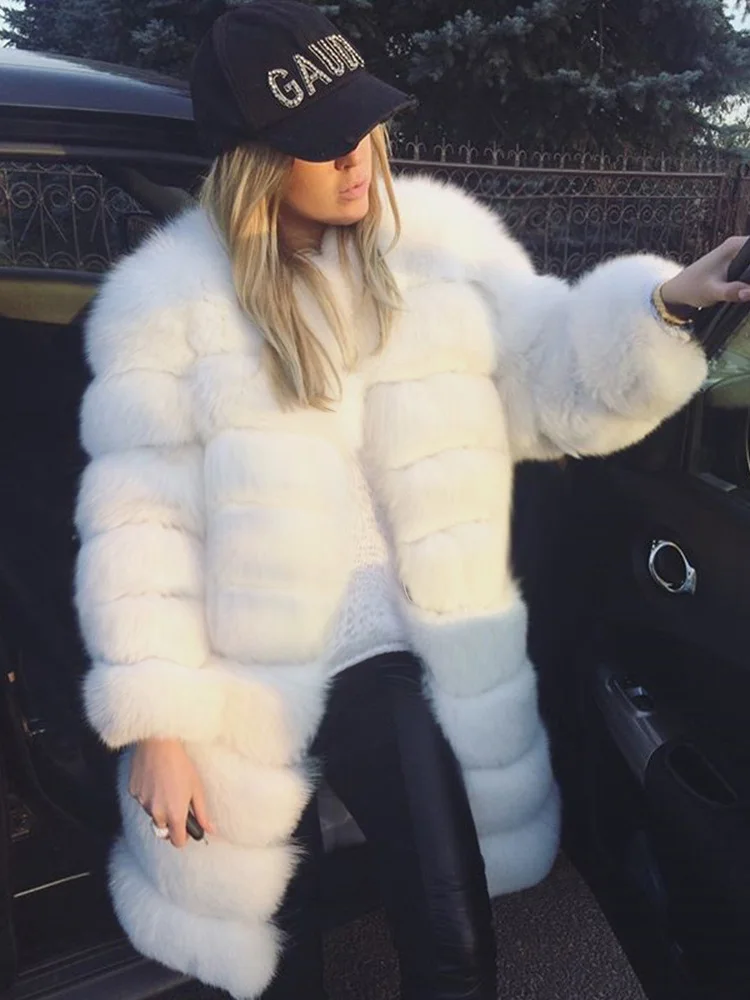 Faux Fur Coat Women Winter Jacket Elegant Warm Fox Luxury Clothes Cover Long Oversize 2022 New Fashion Full Y2k Especially Woman