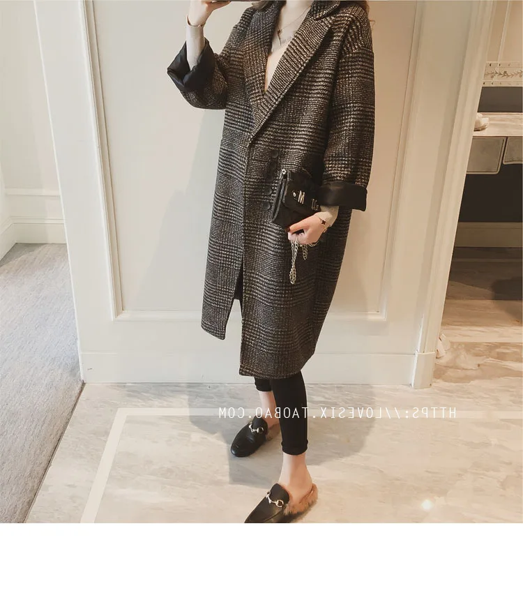 Осенне-зимнее шерстяное пальто женское длинное Корейская версия 2019 Новое