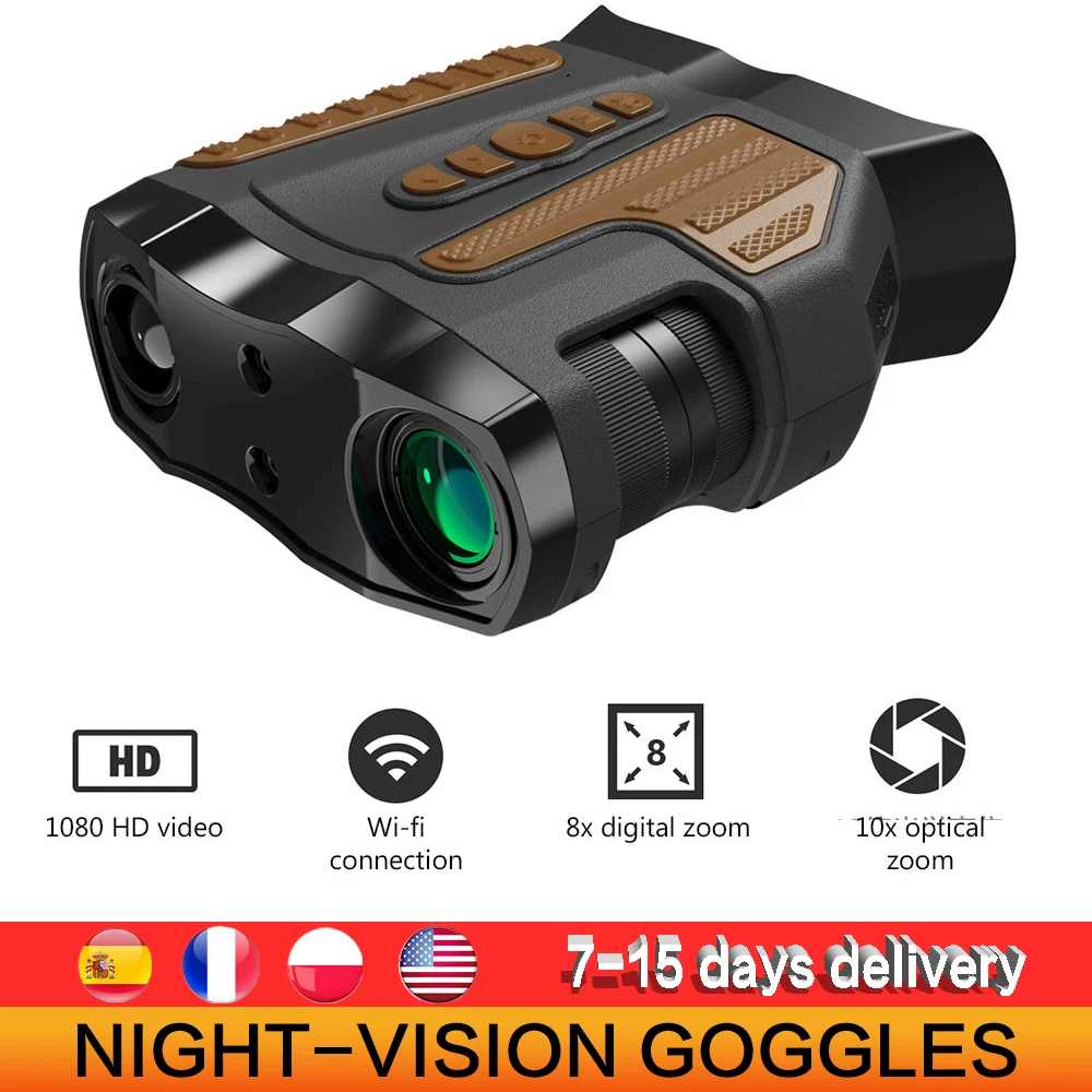 

Охотничий HD бинокль с камерой ночного видения, инфракрасный 10-кратный оптический зум, 8X цифровой прицел для диких животных, Уличное оборудо...