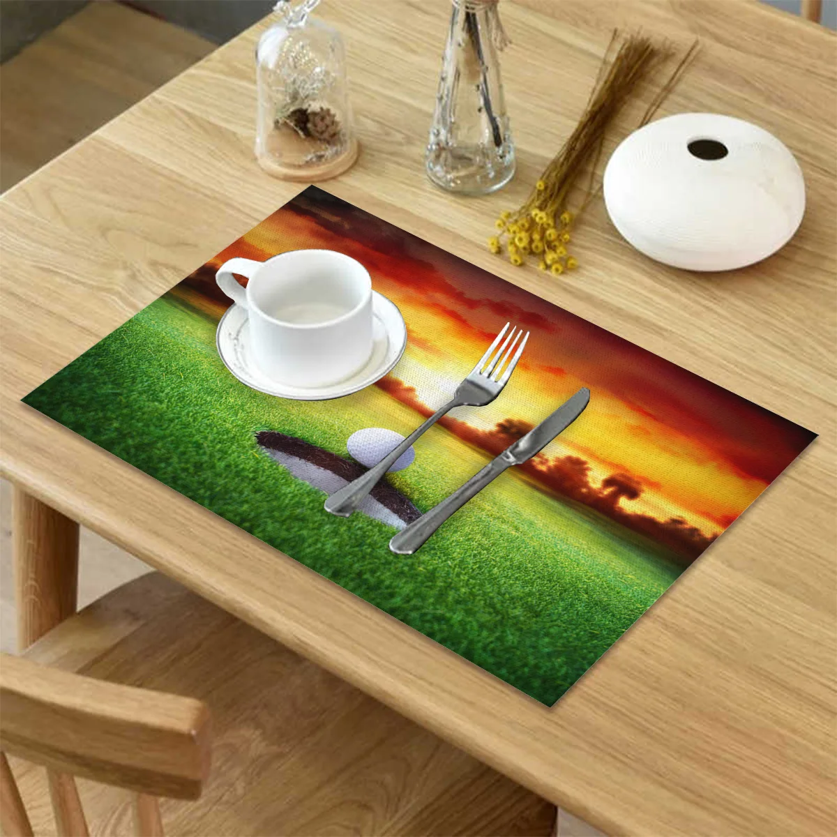 Спортивная подстилка для гольфа зеленая трава коврик обеденного стола набор