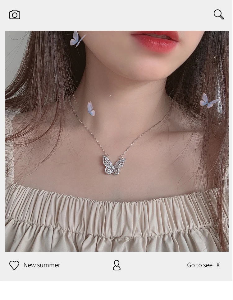 

Butterfly Necklace Female Fashion Ins Cold Wind Net Red Personality Simple Pendant Japanese and Korean Exquisite Retro