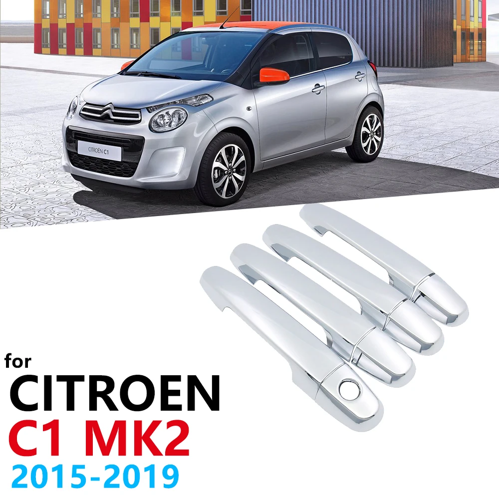 Luxurious Chrome side Door Handles Cover Trim for Citroen C1 MK2 2015~2019 Car Accessories Sticker Catch Auto Styling 2016 2017