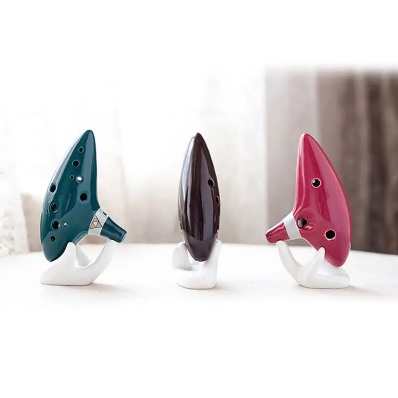 White 6/12 Hole Ocarina Collector Ceramic Hand Stand Base for Music Lovers | Спорт и развлечения