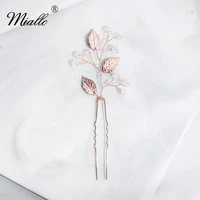 miallo 2019 newest rose gold leaves wedding hair pins clips bridal hair jewelry accessories hair ornaments for bride bridesmaids