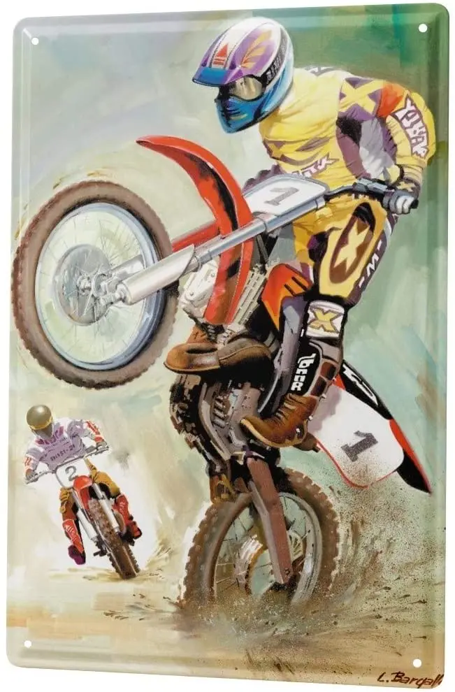 

Motorcycle Garage Tin Sign Metal Plate Decorative Sign Home Decor Plaques Motocross Biker Wheelie Metal Plate 8X12