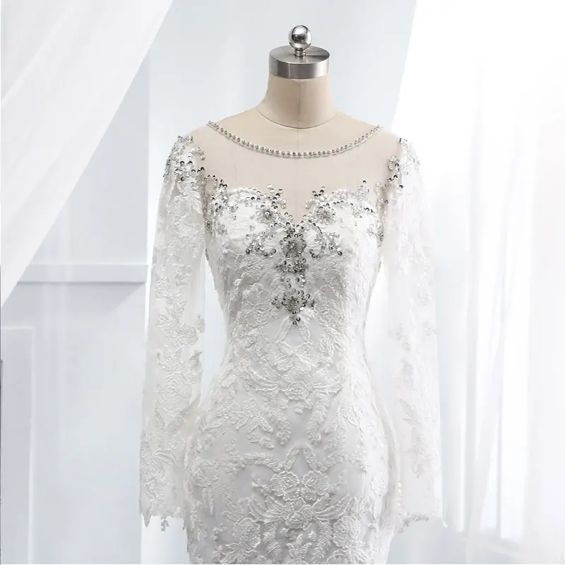 Свадебное платье с юбкой годе рукавами крылышками и бисером свадебное длинными