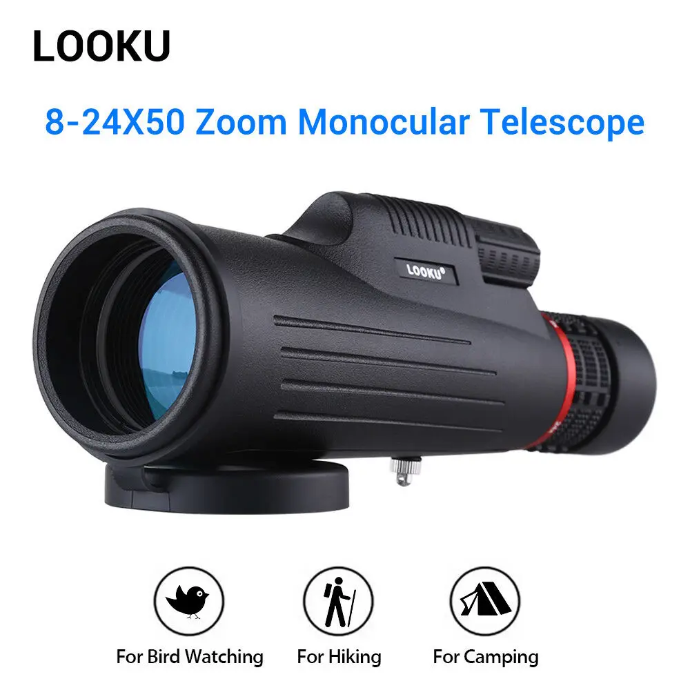LOOKU 8-24x50 зум монокулярная Зрительная труба бинокль BK7 FMC призма для мобильного