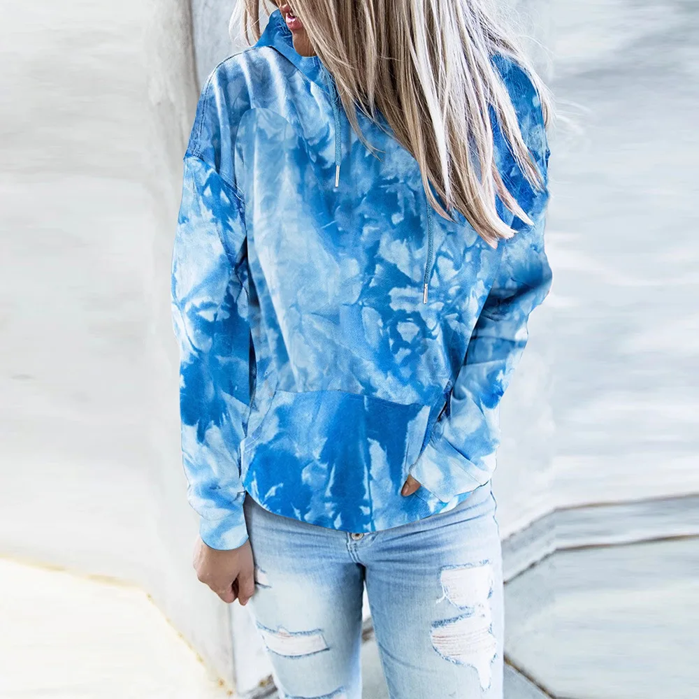 

New Style AutumnTie-Dye Hoodies Sweatshirts Female Large Size All-match Long-Sleeved Upper Garment Women's Clothing 2020
