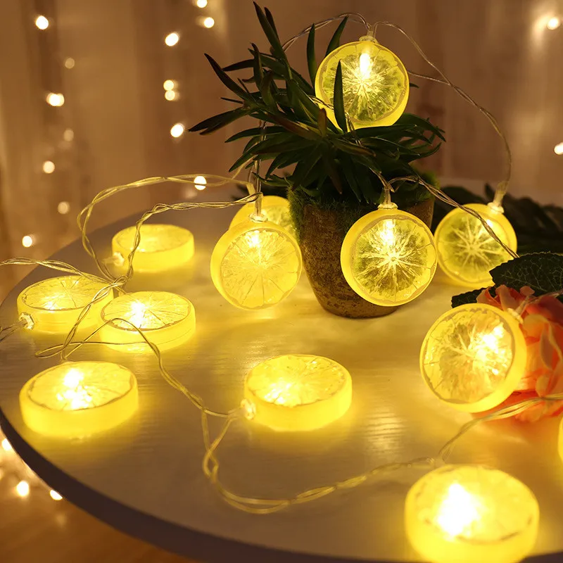 

2M Christmas Tree LED Lemon Orange Slices String Light Yard Wedding Home Party Bedroom Supplies Battery Operated Lamps String