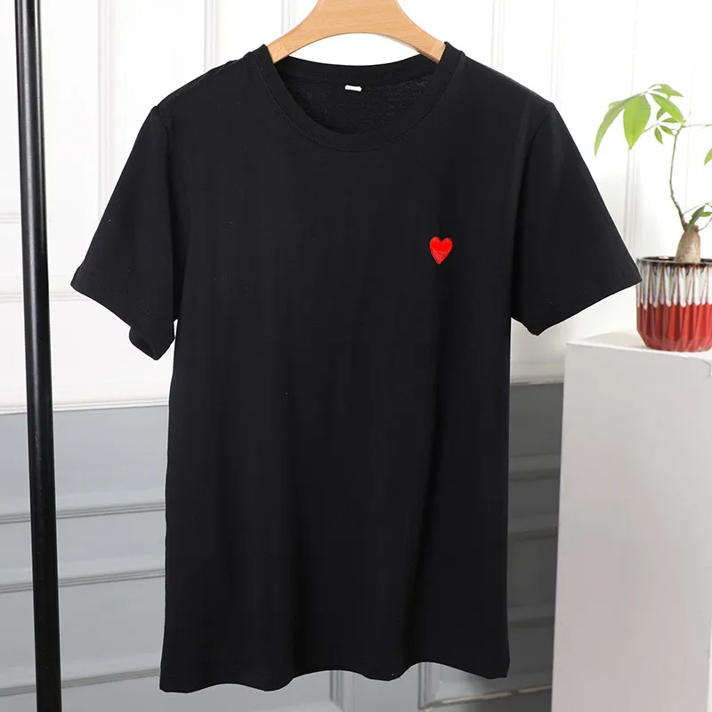 Модная парная футболка из чистого хлопка Повседневная дышащая с вышивкой в виде