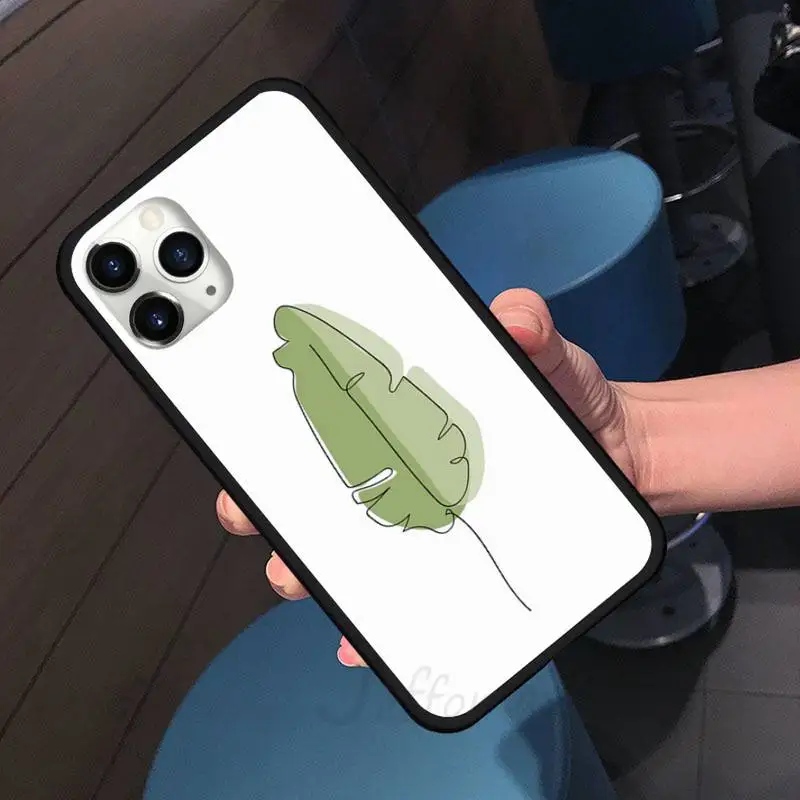 

Art plant leaf flower design Phone Case For iphone 7 8 12 11 XR XS pro Max Mini plus Soft silicone cover shell funda