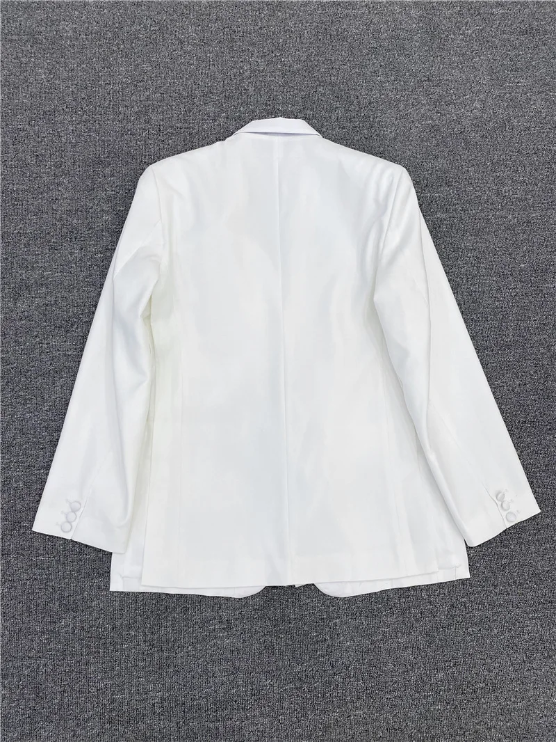 

Women's White or Black Side Split Blazer Lace-up Three-dimensional Rose Design 2020 Early Autumn New Suit Coats