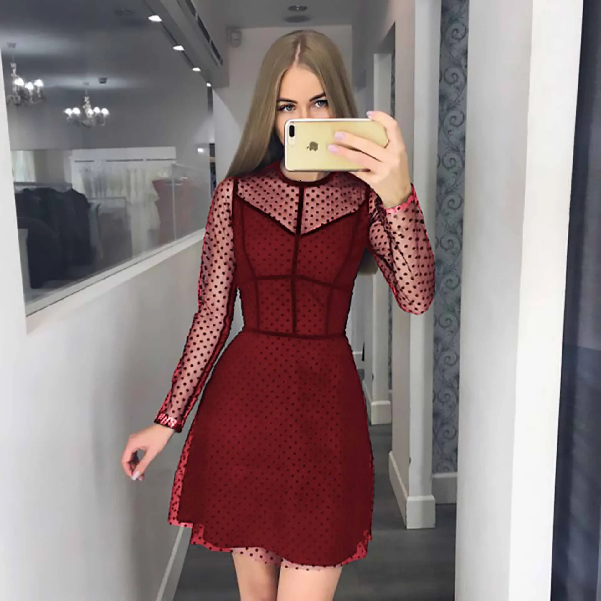 BacklakeGirls Мини коктейльные платья из тюля с овальным вырезом и длинными рукавами, женские Коктейльные Вечерние платья с молнией сзади