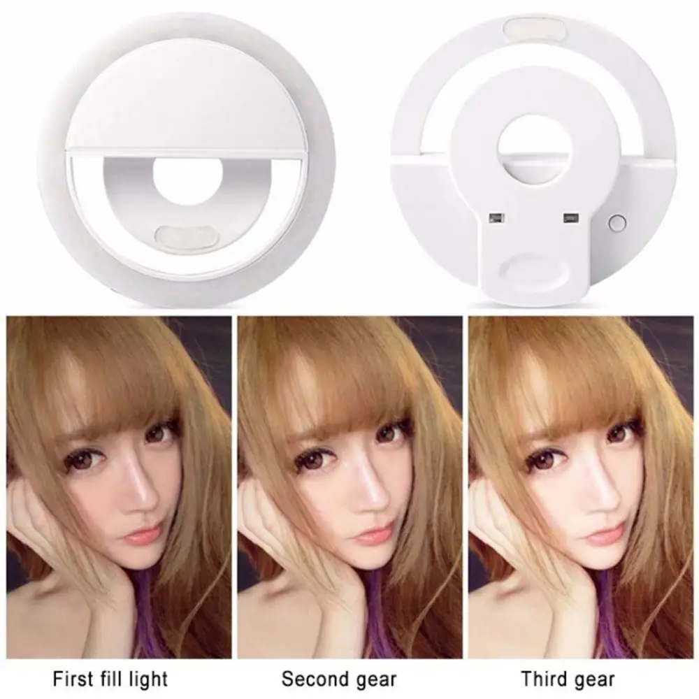 LED селфи кольцо Светодиодная лампа USB зарядка мобильный телефон объектив