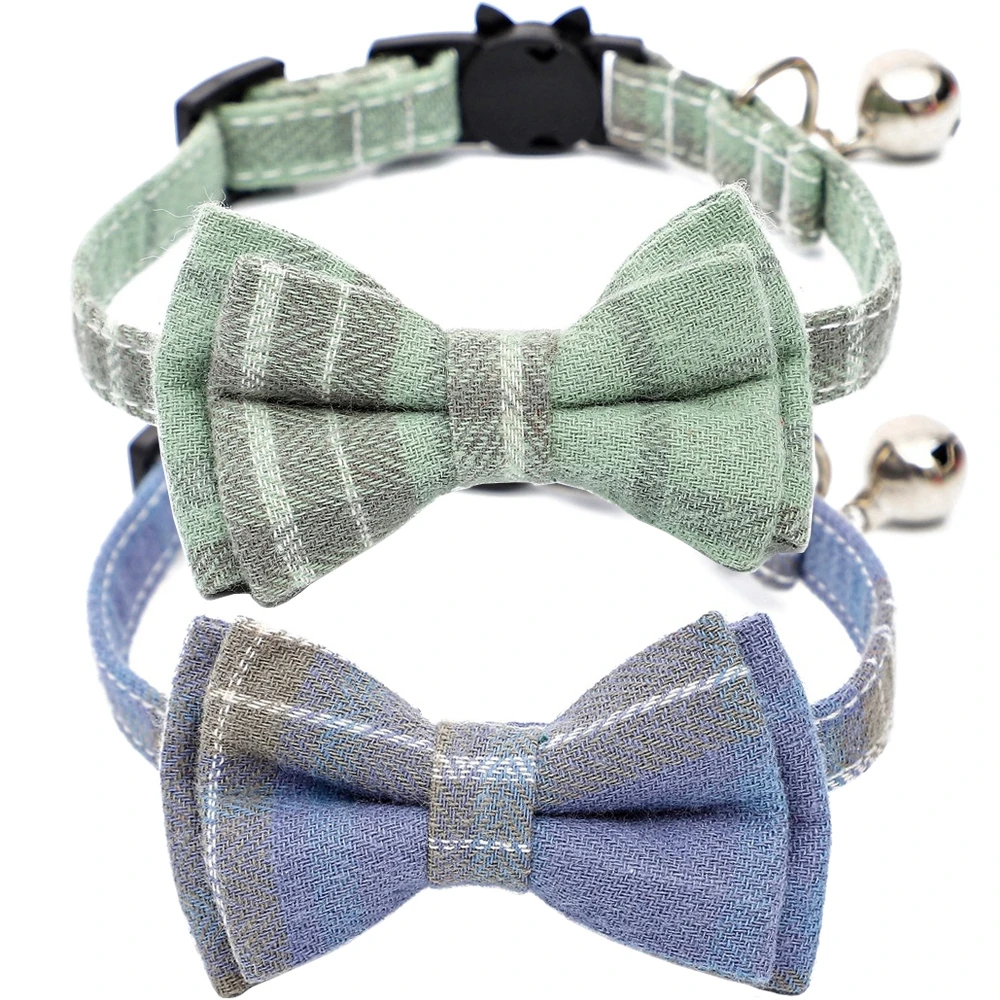 

Ошейник для кошек с колокольчиком и галстуком-бабочкой Классический Клетчатый безопасный ошейник для питомцев и щенков Регулируемый 7,8-10,2 "...