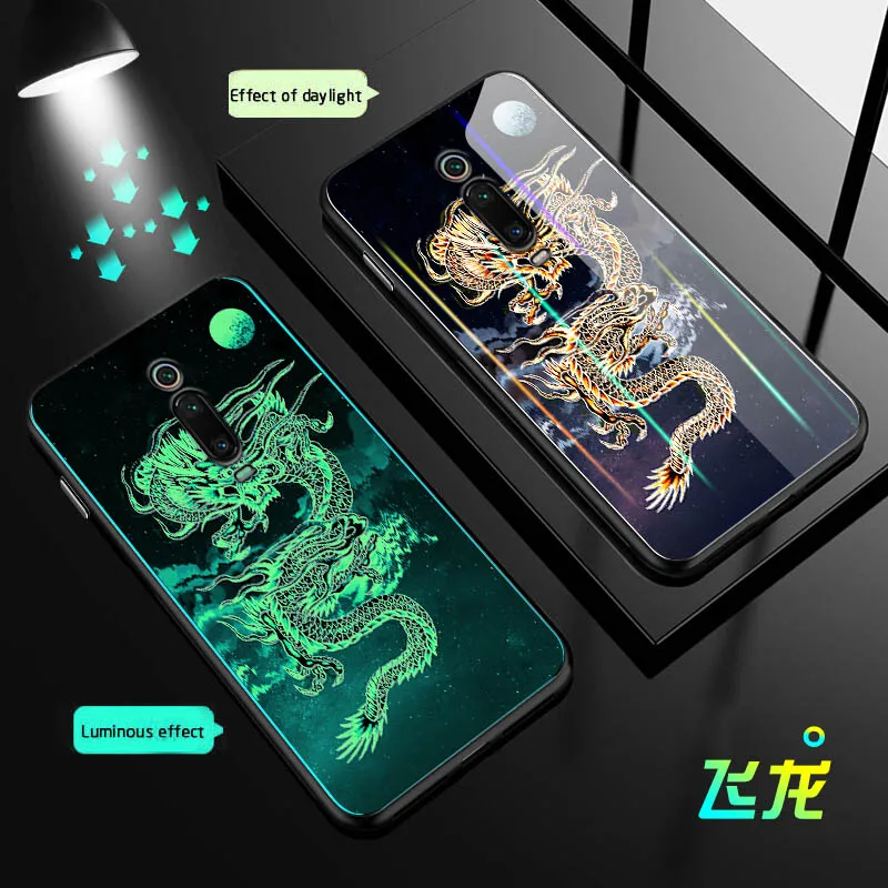Светящийся стеклянный чехол Aurora для Xiaomi Mi 9T Pro CC9 E 9 8 A3 Lite ослепляющая задняя