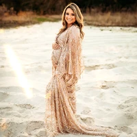 photography sequent dress maternity robe pregnant kaftan photo shoot baby shower boho evening party sparkle prom women couture