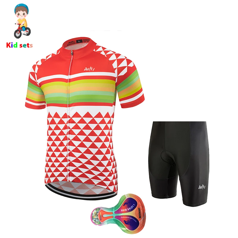 Aofly/детские красные комплекты из джерси с короткими рукавами для велоспорта 2020