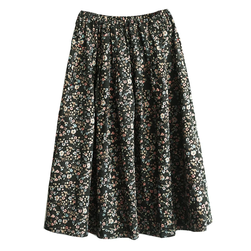 

Lamtrip Spring Colorful Flowers Print Rustic Romantic Skirt Femal Chic Wide Saia Mori Girl