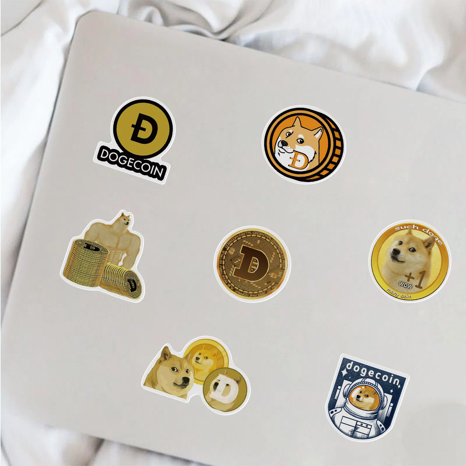 

50 PCS Doge to the Moon Funny Dogecoin Stickers Waterproof Vinyl Decal for Laptop Helmet Bicycle Luggage Guitar Car Stickers
