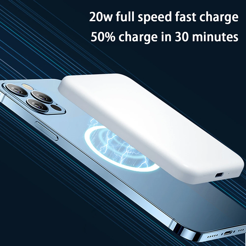 Banco de energ&iacute;a inal&aacute;mbrico magn&eacute;tico port&aacute;til, 1:1, para iphone 12, 13Pro, 12Pro, Max, 5000mAh, Mini bater&iacute;a externa para tel&eacute;fono m&oacute;vil-2