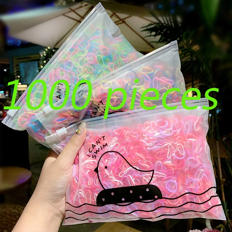 

CN 1000pcs/Pack Girls Colorful Small Disposable Rubber Bands Gum For Ponytail Holder Elastic Hair Bands Fashion Hair Accessories