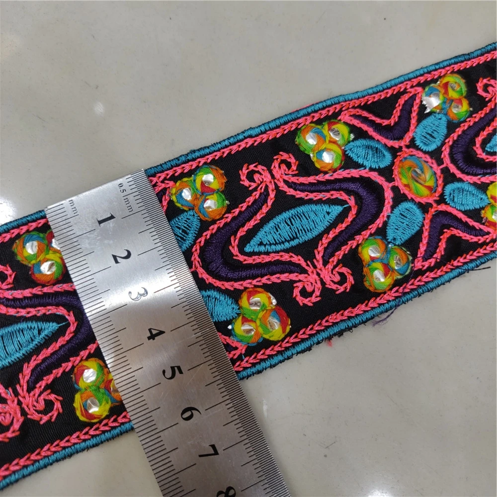 1 ярд разноцветные нитки вышитые блестки тесьма шириной 6/7 5 см блестящая отделка