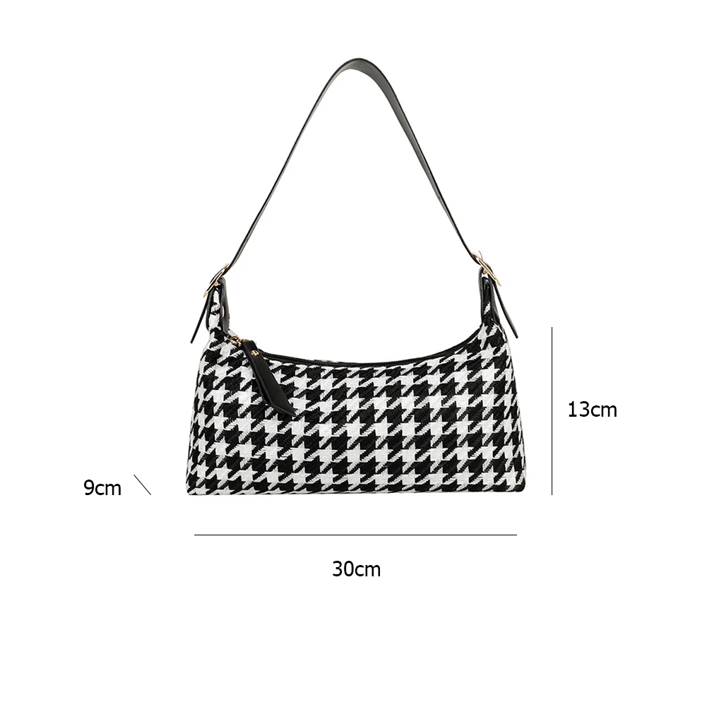 

Fashion Plaid Pattern Shoulder Underarm Bags Female Woolen Top-handle Bag Casual Elegant Chain Street Commuter Hobo Bags 2021
