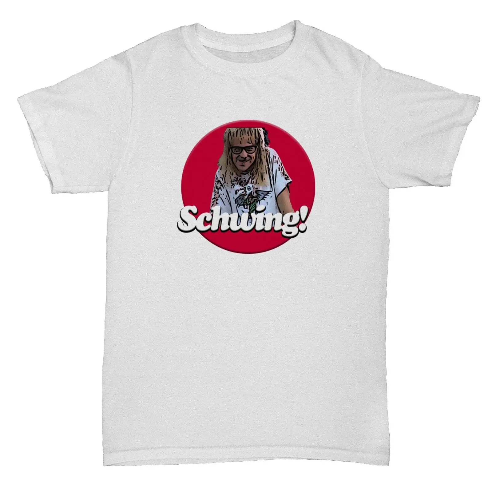

Schwing Waynes World Movie Film Comedy Funny Tribute White T Shirt 2018 New Arrival T-Shirt Hot Cheap Men'S