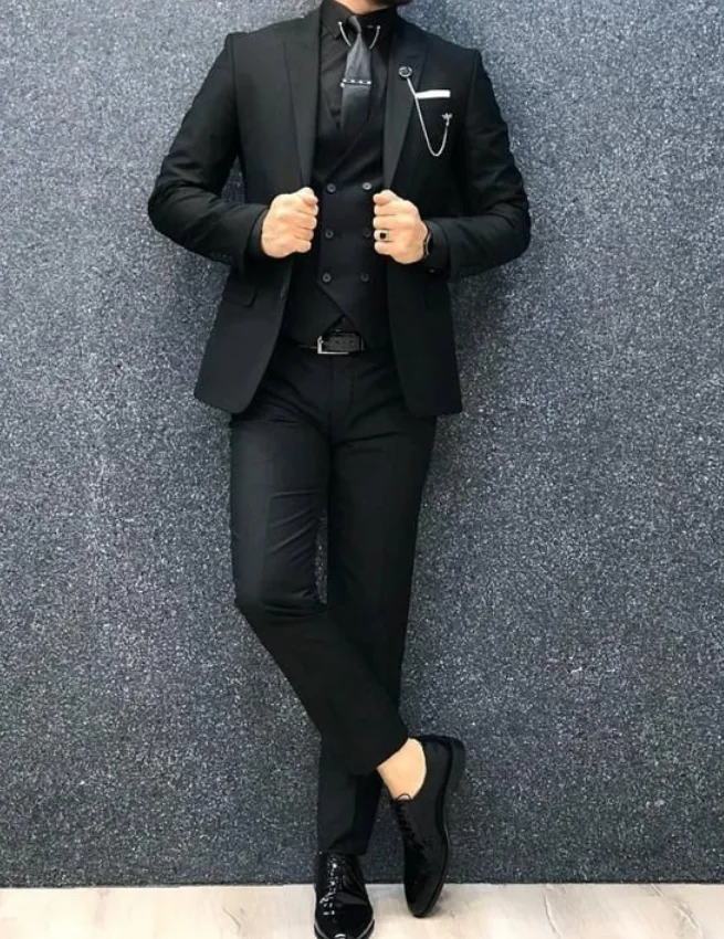 2021 Black Groom Wear Suits Slimкостюм мужской Wedding Dress Prom Dress Business Suits Party Suits 3 Pieces(Jacket+Vest+Pants)