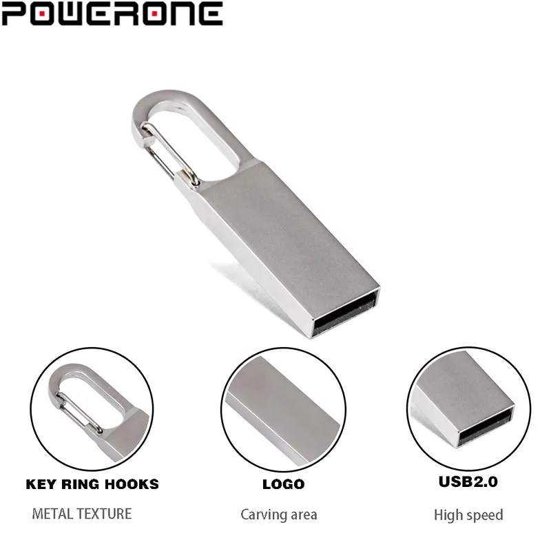 Металлический USB флеш накопитель POWERONE 16 ГБ карта 4G памяти 128 водонепроницаемый 8 4