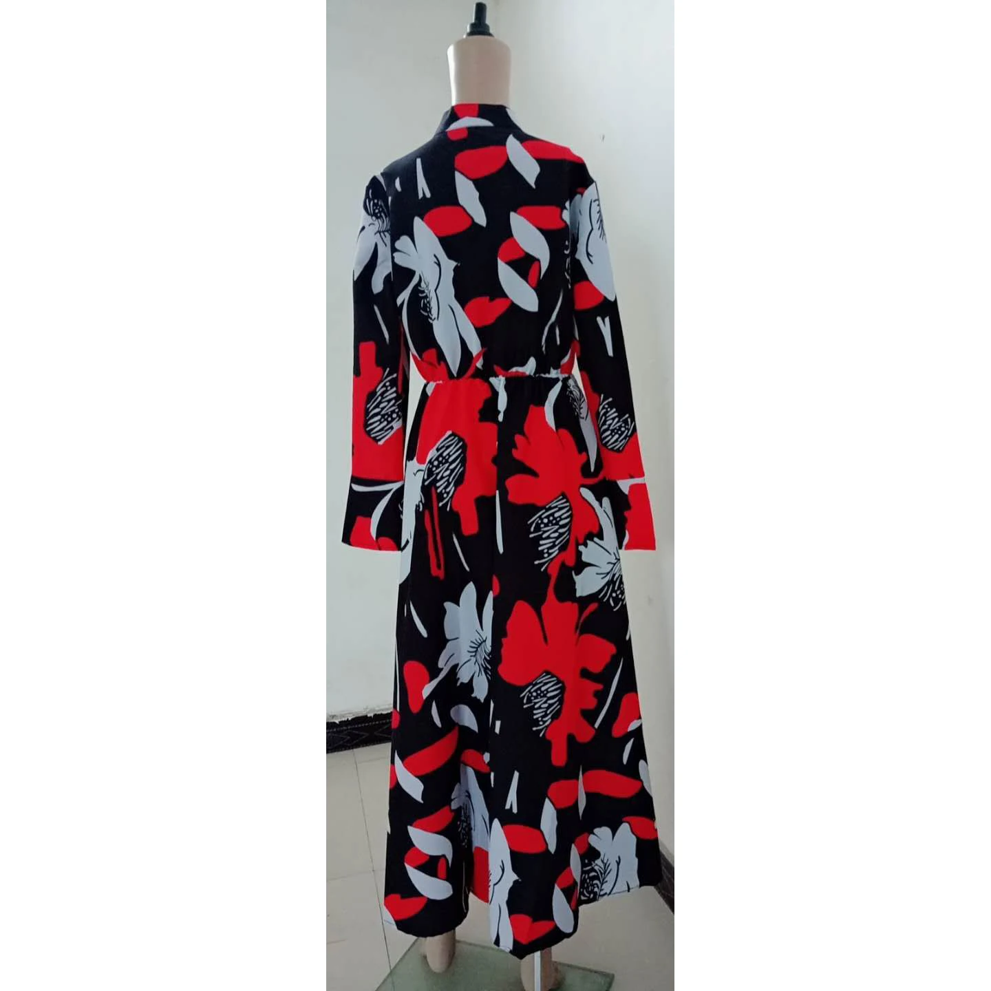 

Vintage Floral Print Dress Women Spring 2021 Casual Plus Size Slim Ball Gown Maxi Dresses Sexy Deep V Neck Long Party Dress 3XL