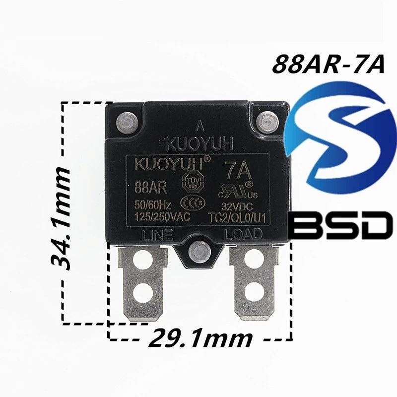 

Circuit Breakers KUOYUH Overcurrent Protector Overload Switch 7A 88AR Series Automatic Reset