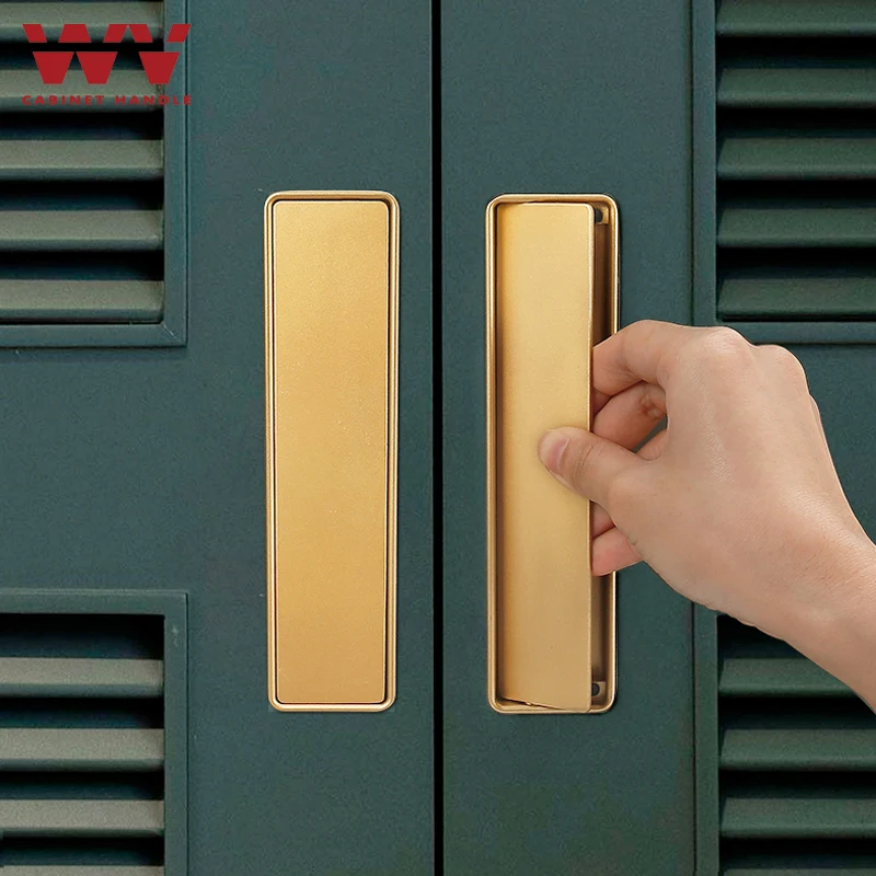 

WV Hidden Door Handle Black Gold Embedded Handle Zinc Alloy Door Invisible Cabinet Handle Recessed Pulls Knob Furniture Hardware